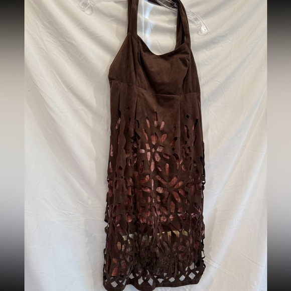 Legatte Jeans Save the Queen Italian Abstract Brown Suede Dress US Sz 6 - Picture 13 of 16